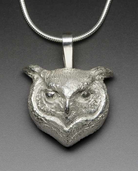 Three-Quarter Head: Great Horned Owl Pendant The Eyes Have It! by Joy Beckner