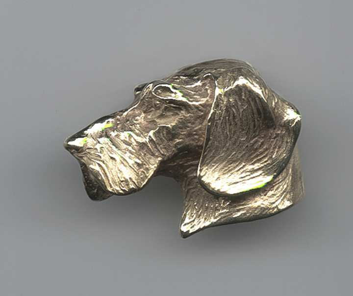 Fine Art Luxury Jewelry Pins Perfect Profile Three Quarter Head Dachshund  Wire Coat of Gold by Joy Beckner