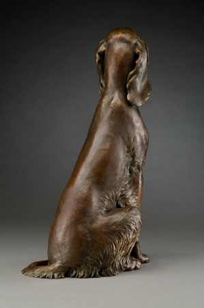 bronze sculptrure of a Gordon Setter by Joy Beckner