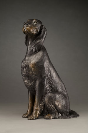 bronze sculptrure of a Gordon Setter by Joy Beckner