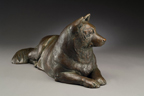 bronze sculpture of Akita dog by Joy Beckner
