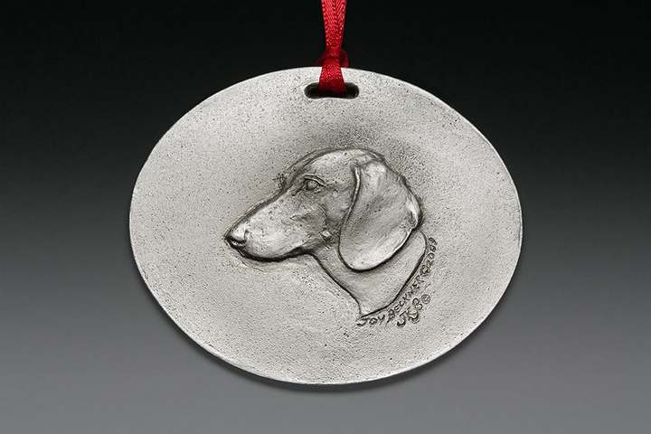 Inspiration Smooth Coat Pewter Medal - Pewter SculptureMedallions, Medals, and Awards by Sculptor Joy Beckner