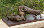 dogs in bronze by Joy Beckner