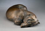 fine bronze Dachshund sculpture by Joy Beckner