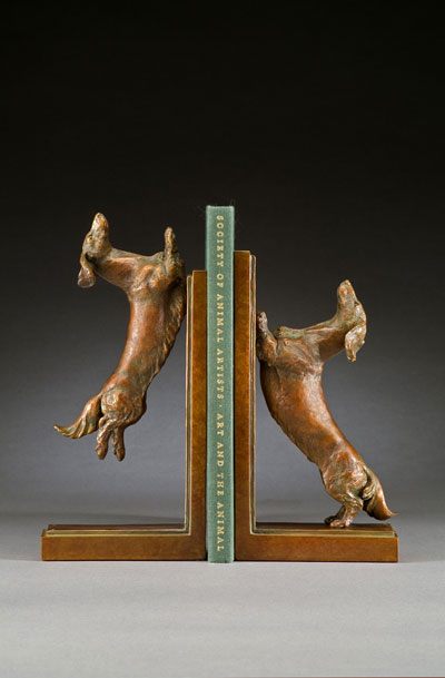 miniature bronze canine sculpture