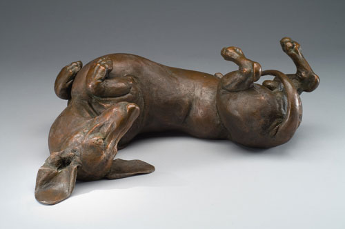 bronze canine sculpture by Joy Beckner