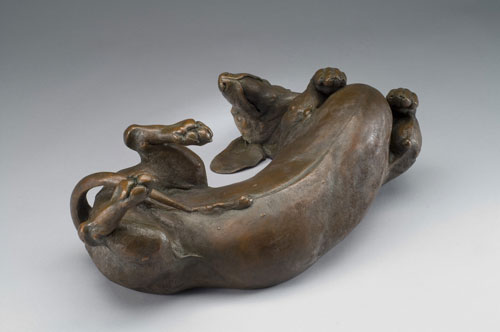 bronze canine sculpture by Joy Beckner