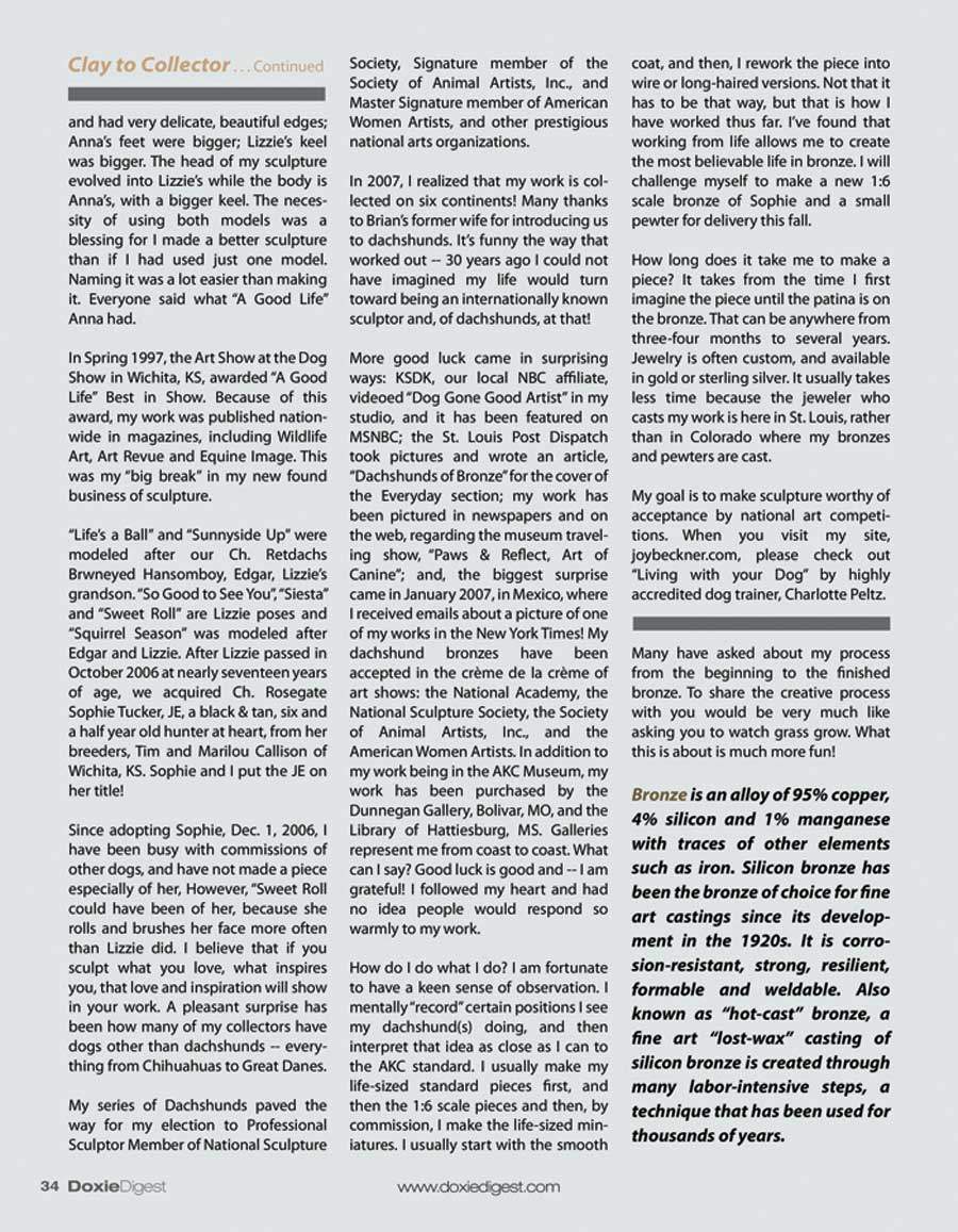 The Doxie Digest Magazine Clay to Collector article page 34
