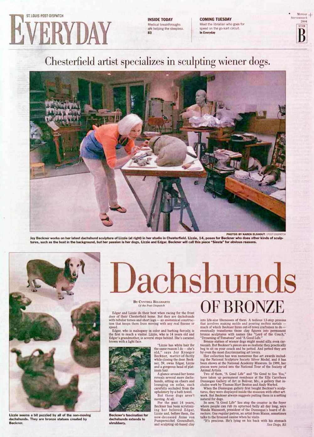 Dashshunds of Bronze - St. Louis Post Dispatch article featuring Joy Beckner