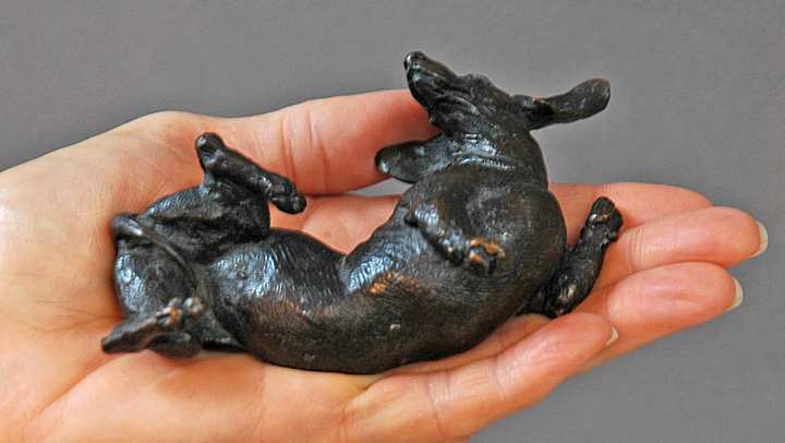 A Good Life 1:6 Scale Smooth Dachshund Bronze Sculpture by Joy Beckner