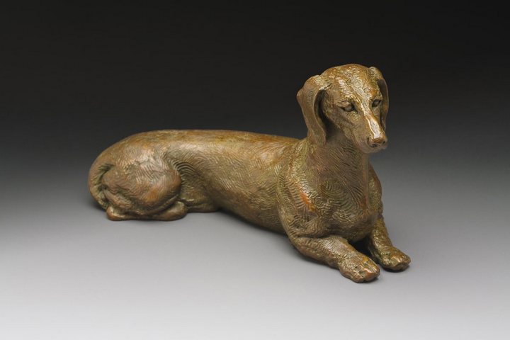 Lord of the Couch 1:6 Scale Smooth Dachshund Bronze Sculpture by Joy Beckner