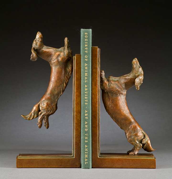 Squirrel Season 1:6 Scale Long Dachshund Bronze Sculpture Bookends