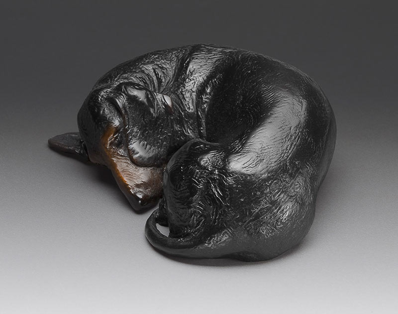 Sweet Dreams 1:6 Scale Black Dachshund Bronze Sculpture by Joy Beckner