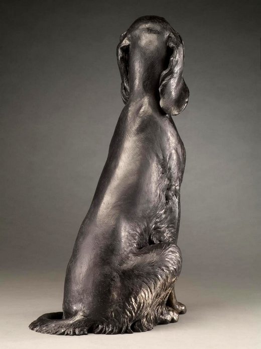 Big Heart bronze Gordon Setter sculpture by Joy Beckner rear view