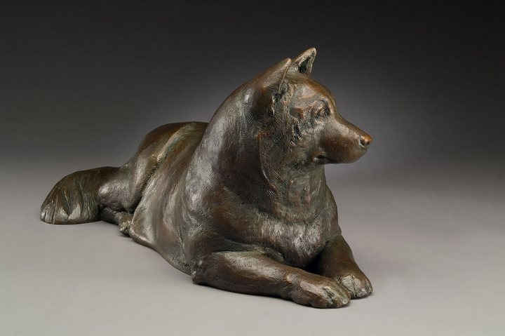 Gentle Cloud an Akita bronze sculpture by Joy Beckner