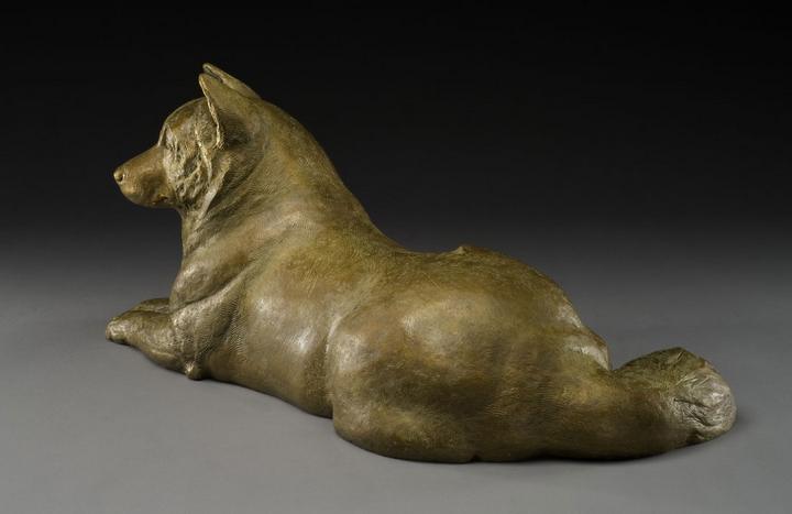 Gentle Cloud bronze Akita sculpture by Joy Beckner