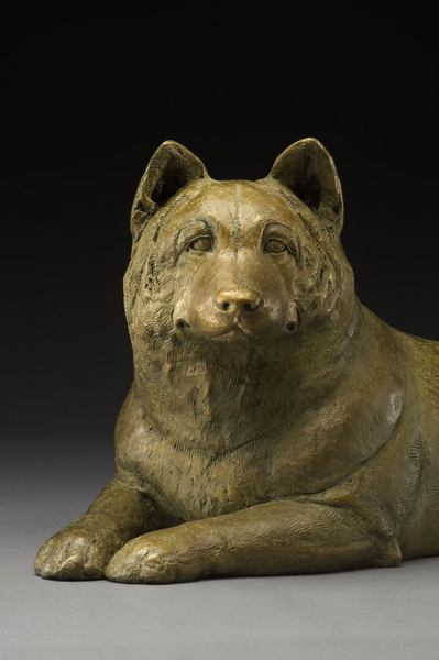 bronze Akita sculpture Gentle Cloud by Joy Beckner