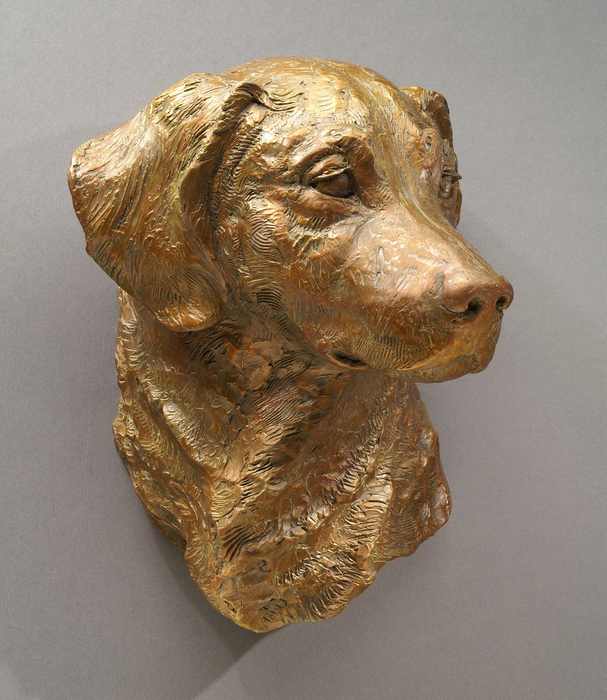 Over the Rainbow bronze Golden Retreiver commissioned sculpture by Joy Beckner