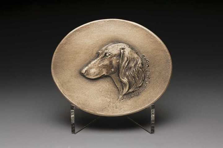 Inspiration Long Coat Canine Medallic Art in Bronze by Joy Beckner Artist