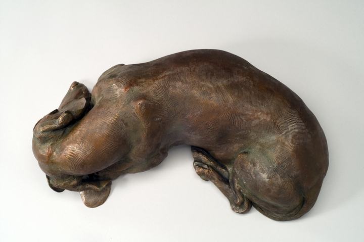 Siesta SS life-size bronze Dachshund sculpture by Joy Beckner