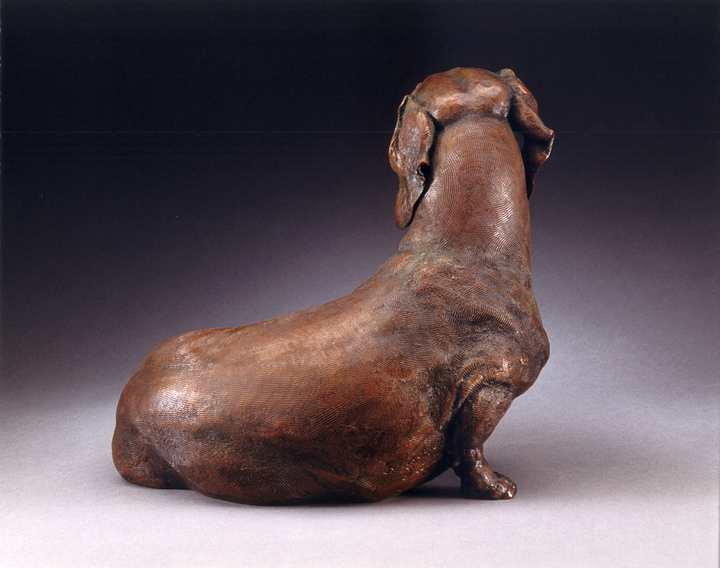 So Good to See You, SS; Life-sized Smooth Dachshund Bronze Sculpture by Sculptor Joy Beckner