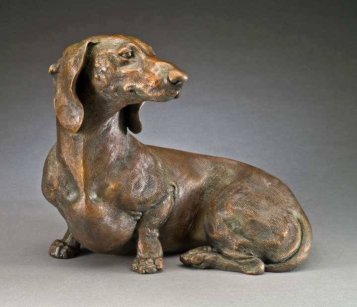 So Good To See You, MS Life-sized Miniature Smooth Dachshund Bronze Sculpture by Sculptor Joy Beckner
