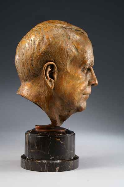 Two Timer Human Bronze Bust Sculpture by Joy Beckner