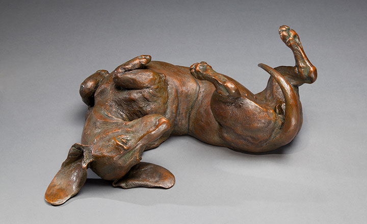 Miss Me fine bronze Dachshund sculpture by Joy Beckner