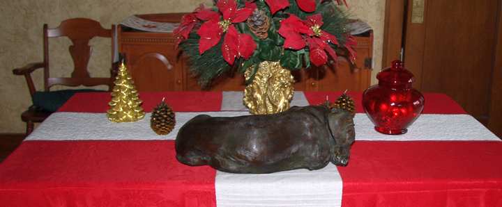 Siesta SS life-size bronze Dachshund sculpture by Joy Beckner