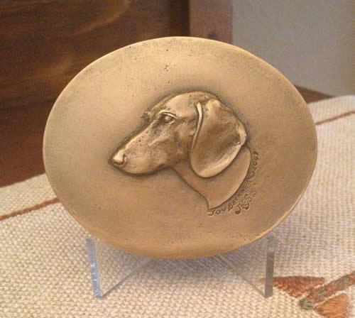"Inspiration" Smooth Canine Medallic Art in Bronze by Joy Beckner "Inspiration" Smooth Canine Medallic Art in Bronze by Joy Beckner