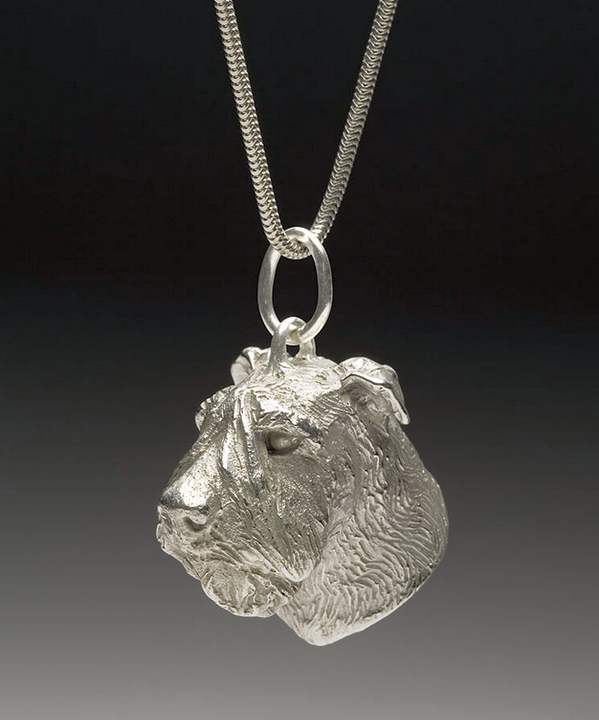 "Dear to My Heart" "Dear to My Heart" Sterling Silver Pendant Three Dimensional Head: Bouvier des Flandres Natural Ears