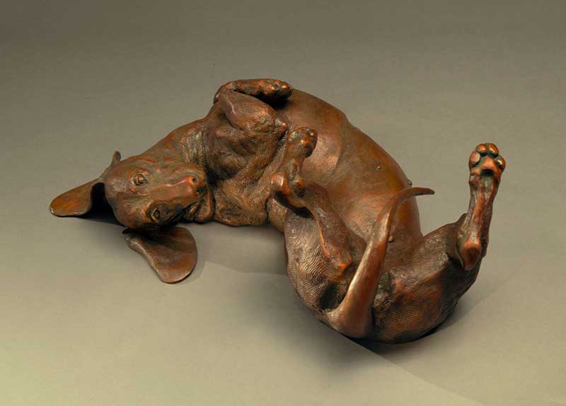 Miss Me a bronze Dachshund sculpture by Joy Beckner